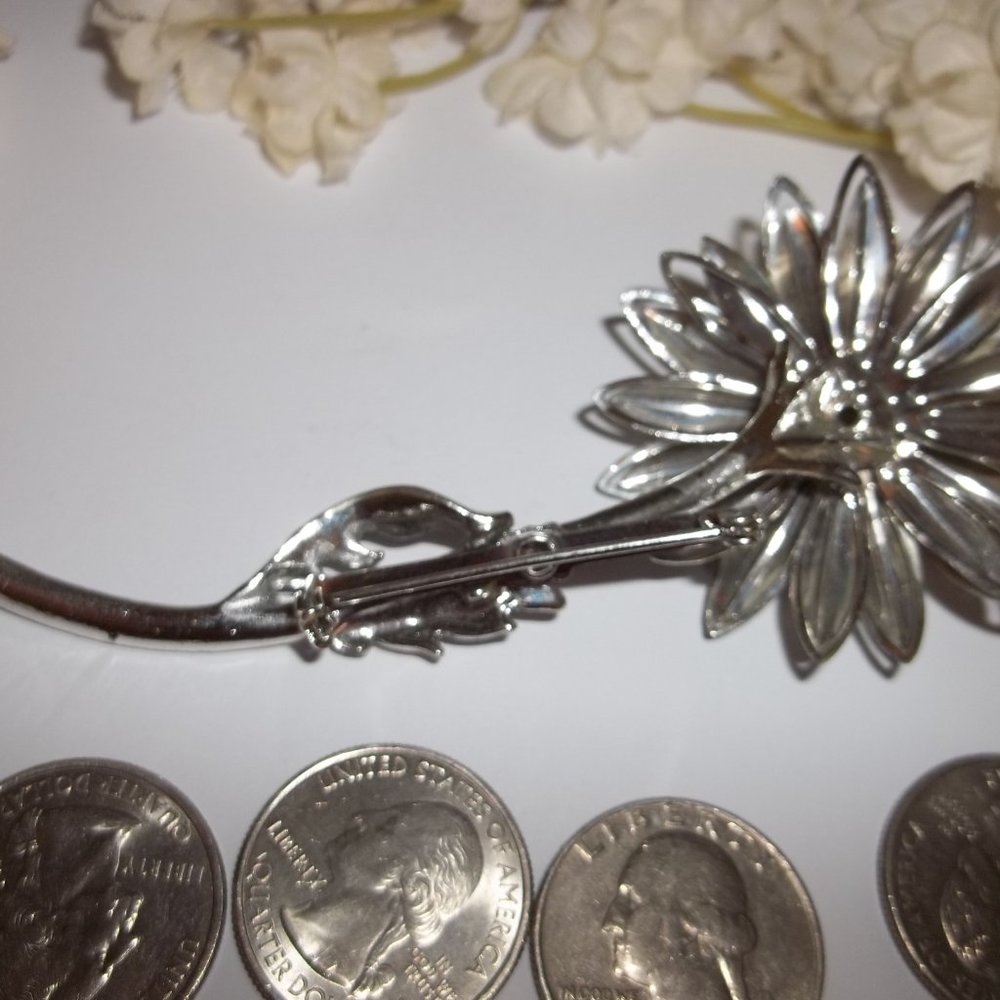 VINTAGE Brooch, Vintage Flower Brooch, Silver Flower Brooch, Brooch, Brooch 7744 - Picture 7 of 10